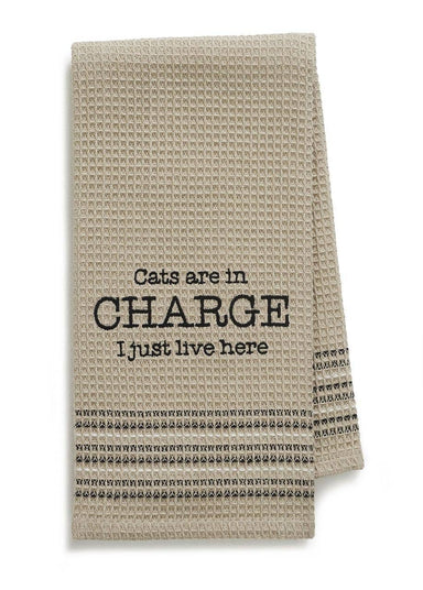 Cats In Charge Waffle-Weave Dishtowel - Coco and lulu boutique 