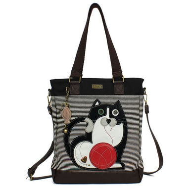 Black and White Fat Kitty Cat Collectable Work Tote Bag - Coco and lulu boutique 