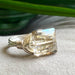 Champagne Square Crystal Silver Ring - Coco and lulu boutique 