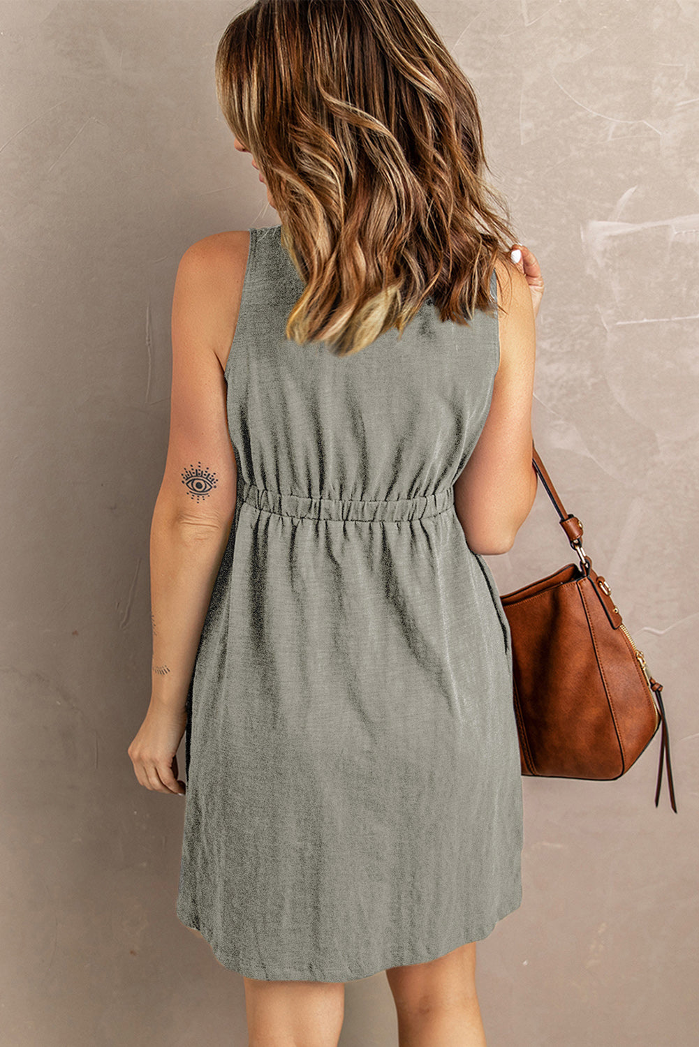 Gracie Sleeveless Button Down Mini Dress - Coco and lulu boutique 