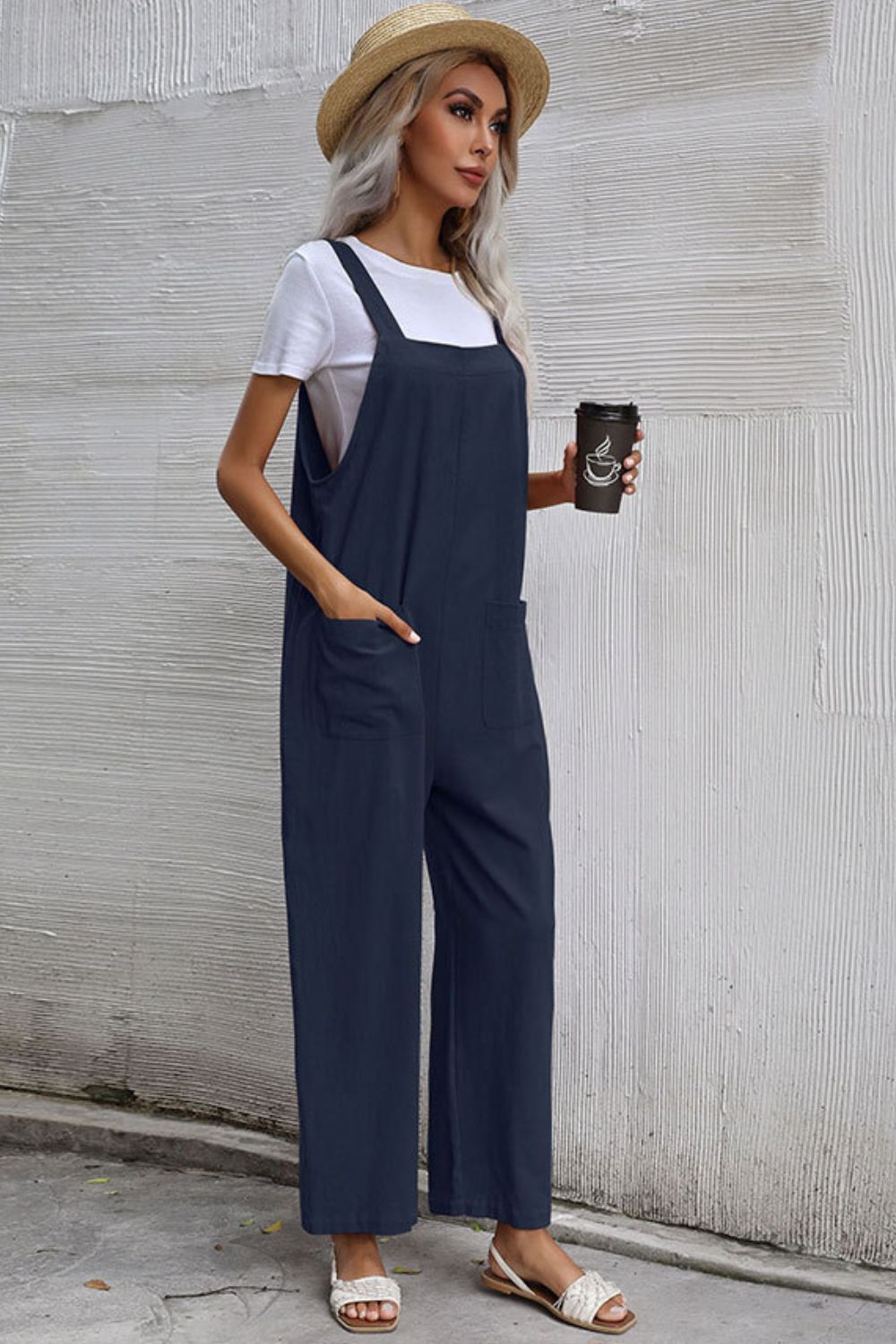 Charlie Wide Leg Overalls with Front Pockets - Coco and lulu boutique 