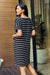 Kensey Black Stripe Weekender Full Size Striped V-Neck Pocket Dress in Black/Ivory - Coco and lulu boutique 