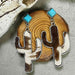 Turquoise and Cowhide Cactus Earrings - Coco and lulu boutique 