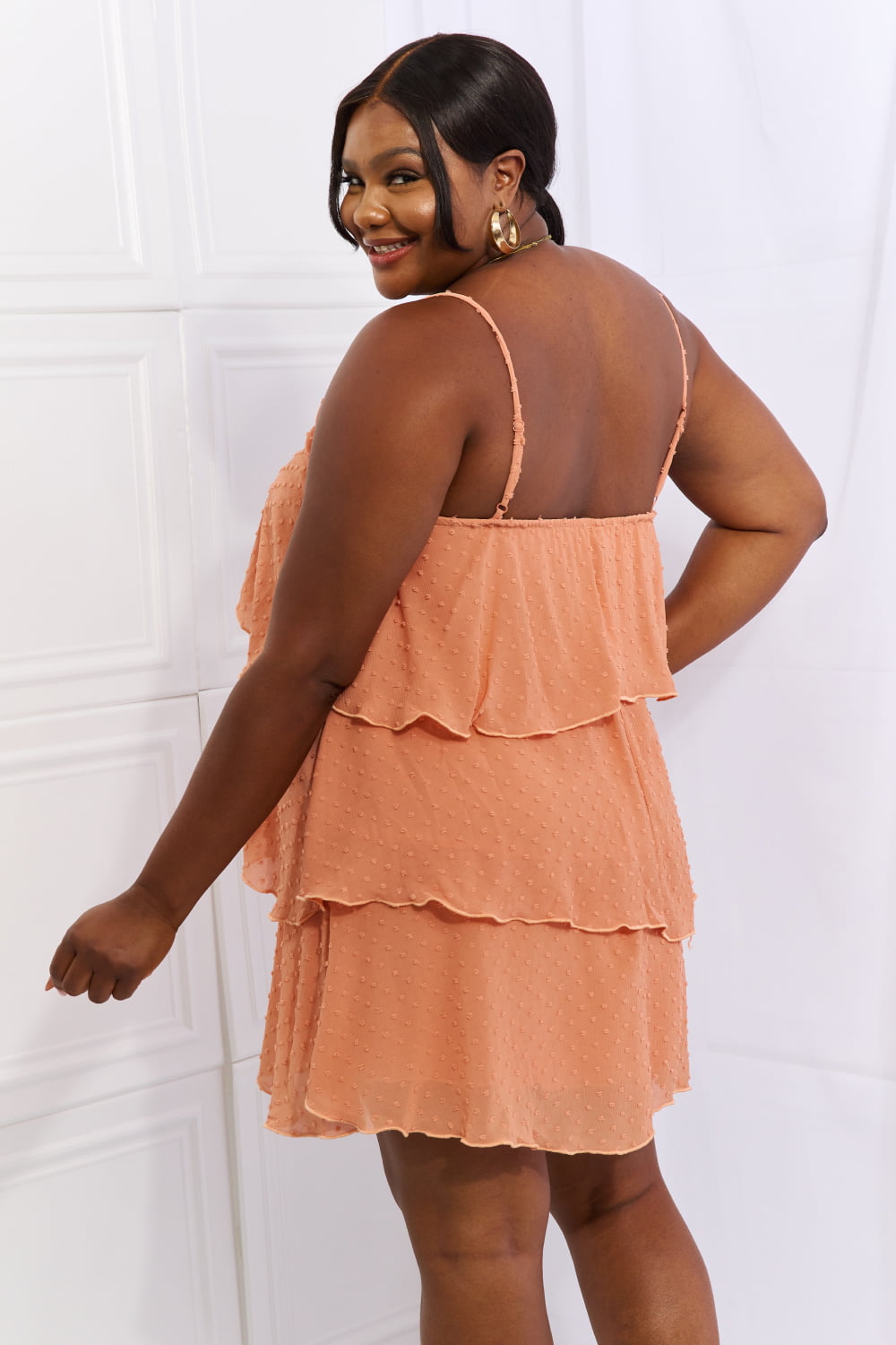 Anastasia Full Size Cascade Ruffle Style Cami Dress in Sherbet - Coco and lulu boutique 