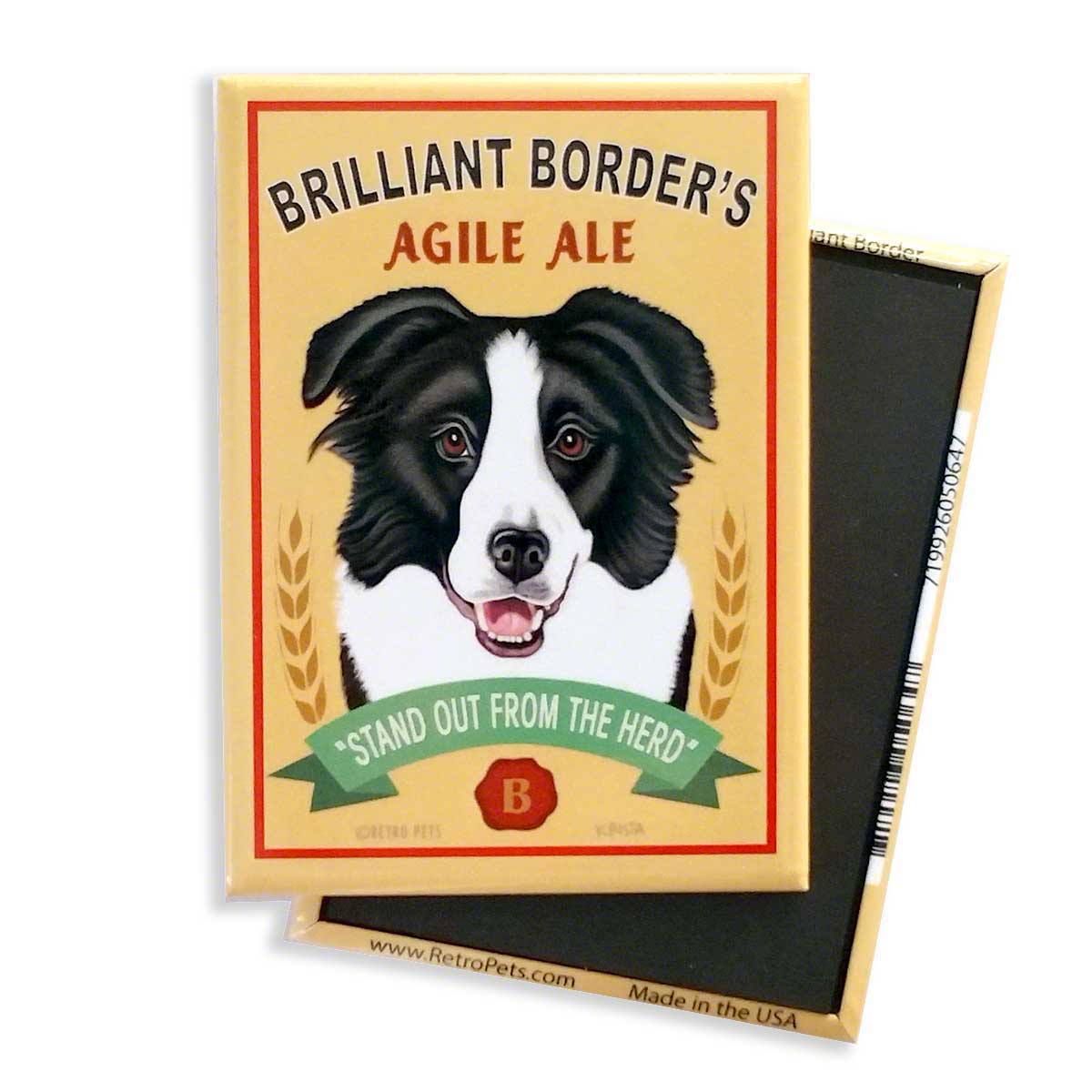 Border Collie Retro Pet Dog Magnet - Coco and lulu boutique 