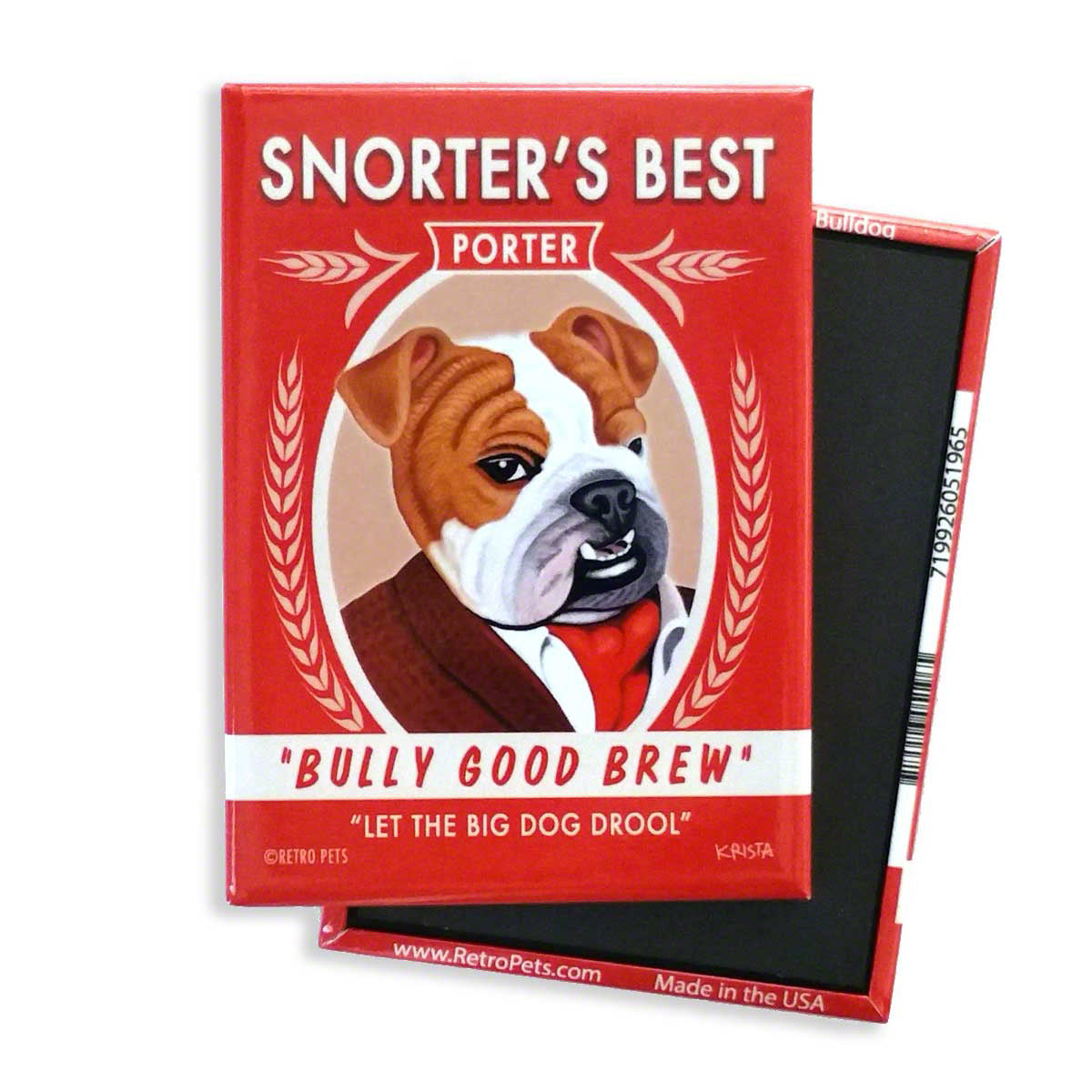 Bulldog Snorters Best Retro Pet Magnet - Coco and lulu boutique 
