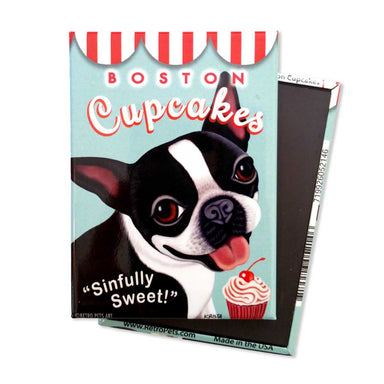 Boston Terrier Cupcake Retro Pet Magnet - Coco and lulu boutique 