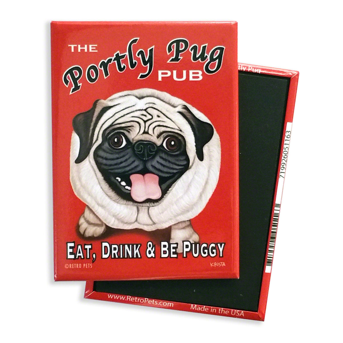 Portly Pug Retro Pet Dog Magnet - Coco and lulu boutique 