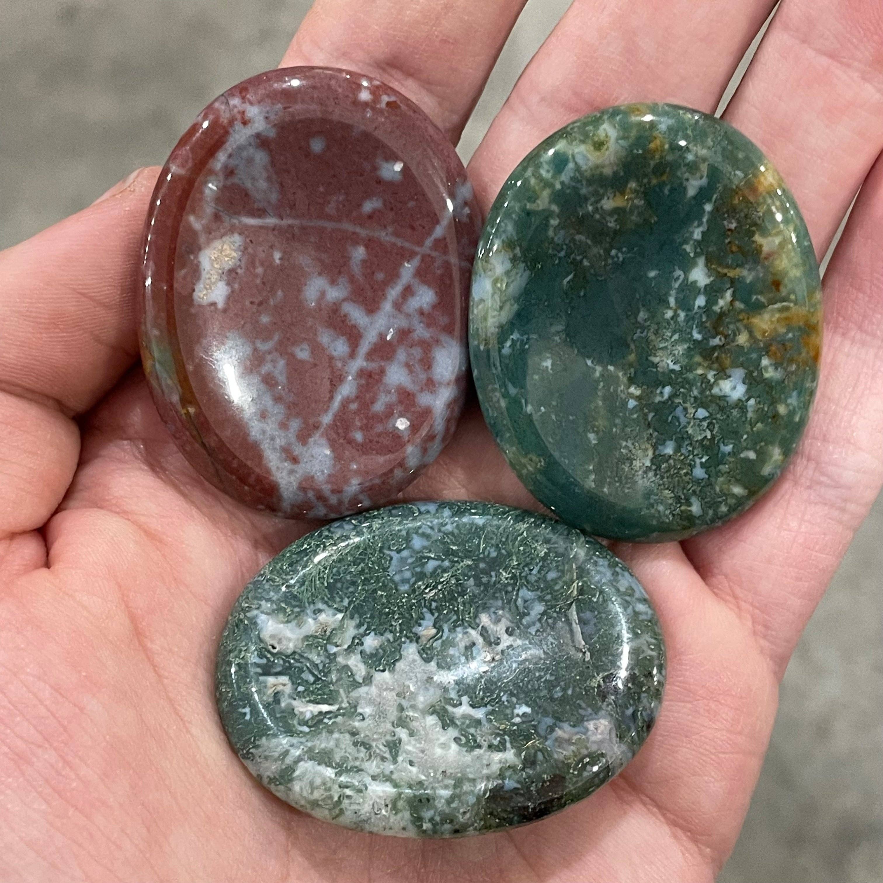 Moss Agate Worry Stone  45mm - Coco and lulu boutique 