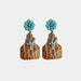 Turquoise Cactus Dangle Earrings - Coco and lulu boutique 