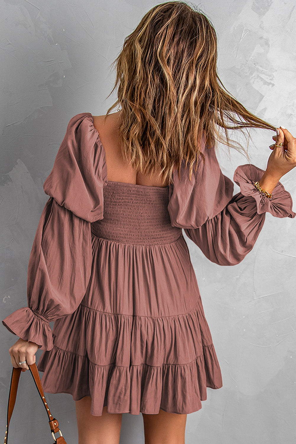 Amelia Smocked Off-Shoulder Tiered Mini Dress - Coco and lulu boutique 