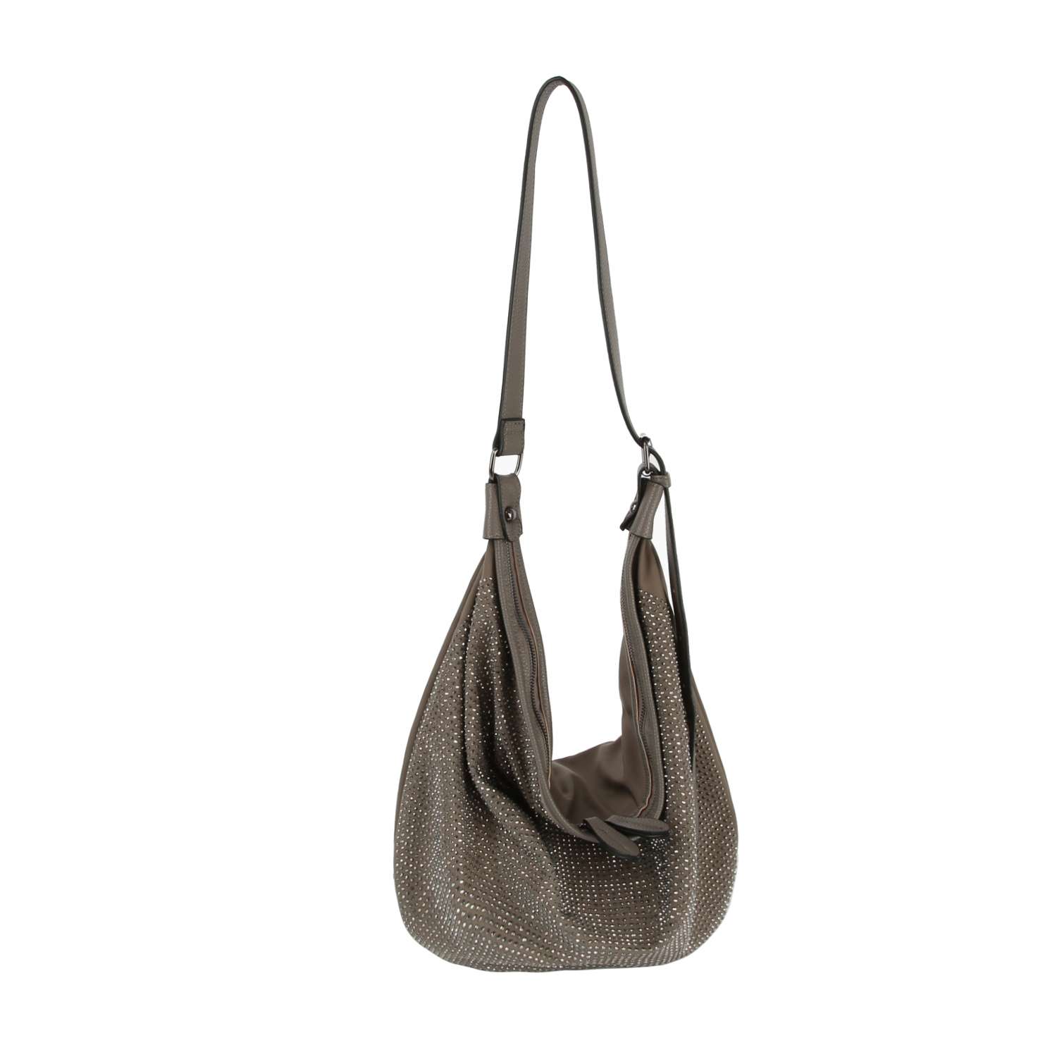 Dazzling Rhinestone Hobo Handbag: Dark Grey - Coco and lulu boutique 