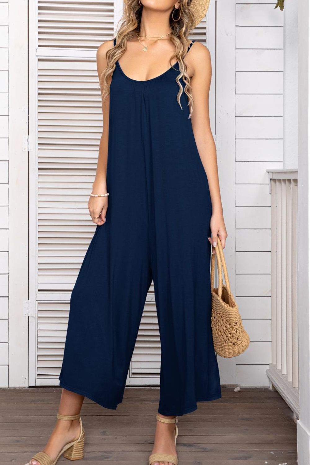 Spaghetti Strap Scoop Neck Jumpsuit - Coco and lulu boutique 