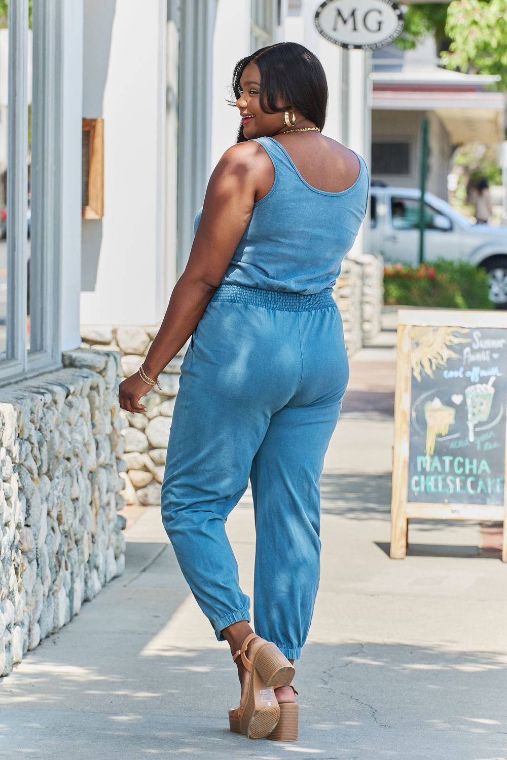 Megan  Full Size Acid Wash Casual Jumpsuit - Coco and lulu boutique 