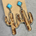 Western Turquoise Cactus Earrings - Coco and lulu boutique 