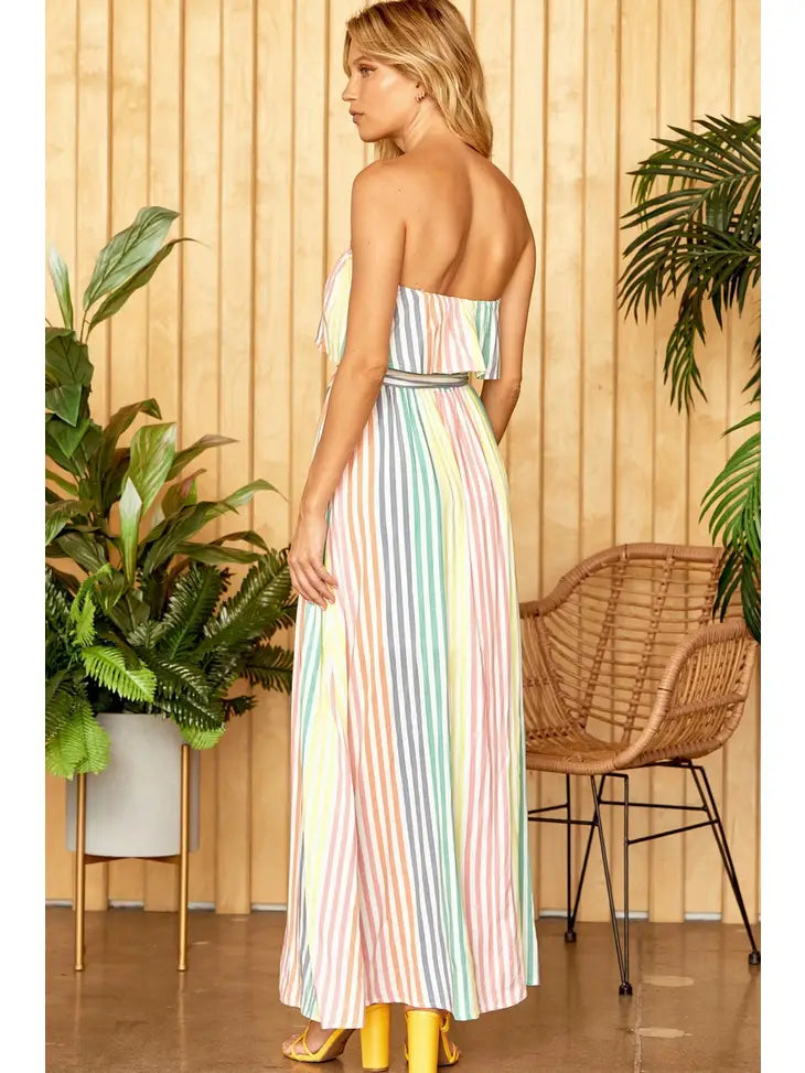 Coachella Multi Stripe Tube Dress - Coco and lulu boutique 