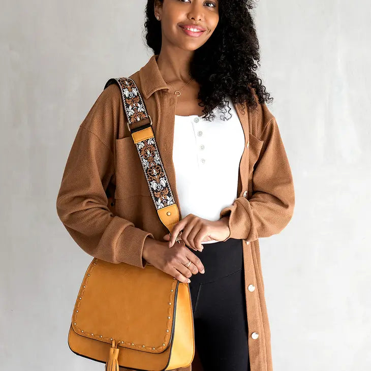 Bailey Rust Crossbody with Print Contrast Strap - Coco and lulu boutique 