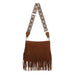 Sadie Brown Suede Fringe Crossbody w/ Guitar Strap - Coco and lulu boutique 