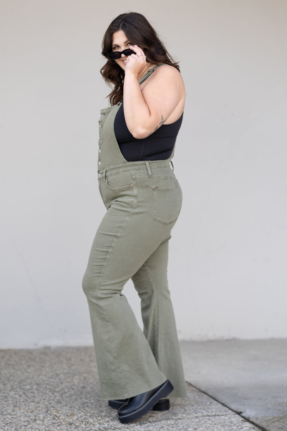 Kelsey Flare Tummy Control Overalls - Coco and lulu boutique 