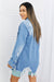 Reese  Full Size Distressed Raw Hem Denim Jacket - Coco and lulu boutique 