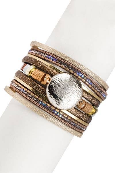 Optical Shiny Leather Strands Bracelet - Coco and lulu boutique 