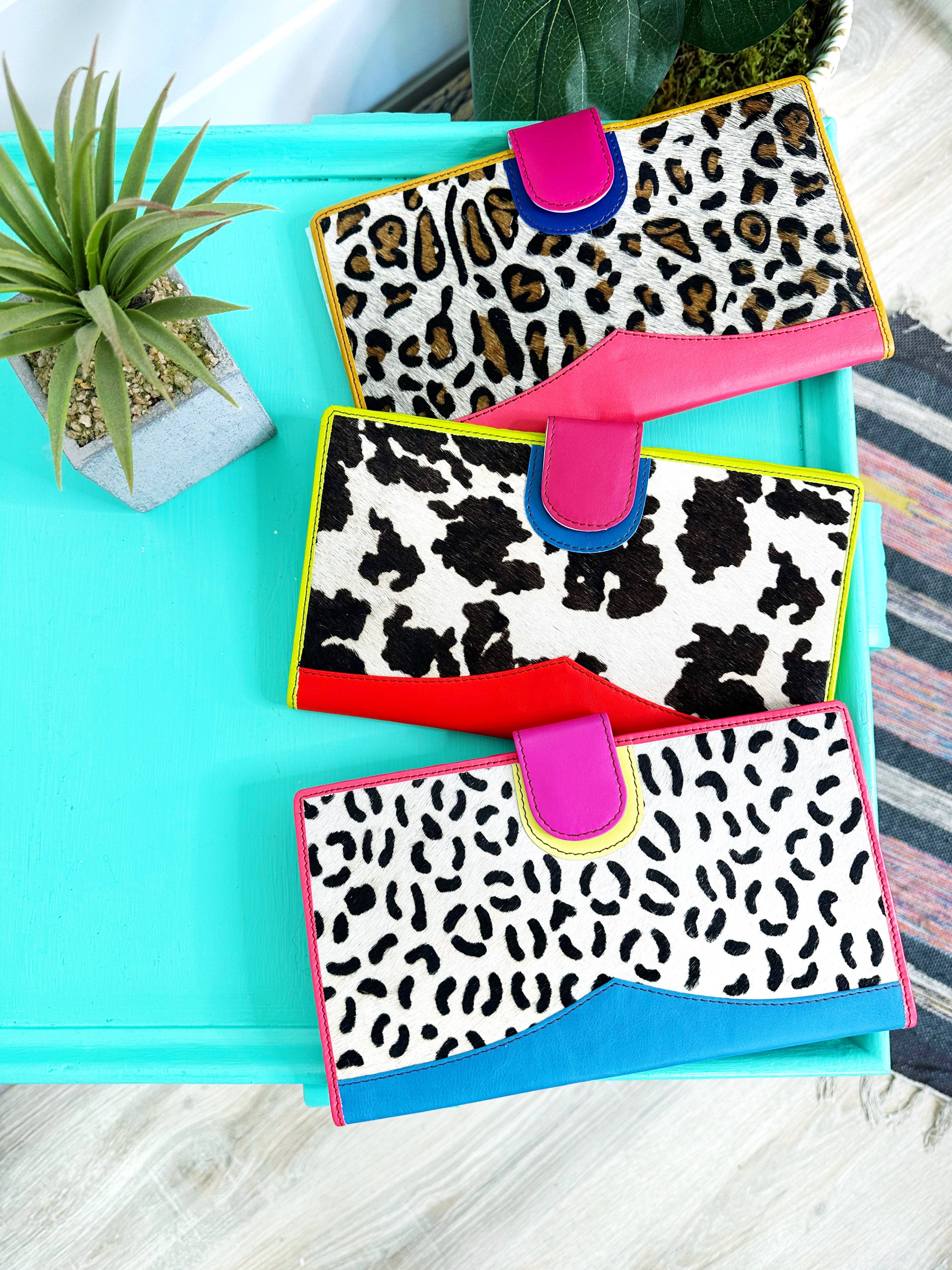 Nash Leather and Hair on Hide Wallet - Multi Color - Coco and lulu boutique 