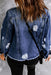 Ali Mixed Print Distressed Button Front Denim Jacket - Coco and lulu boutique 