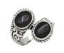 Black Onyx 925 Sterling Silver Adjustable Open Ring - Coco and lulu boutique 