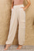 Hope Chic For Days High Waist Drawstring Cargo Pants in Ivory - Coco and lulu boutique 