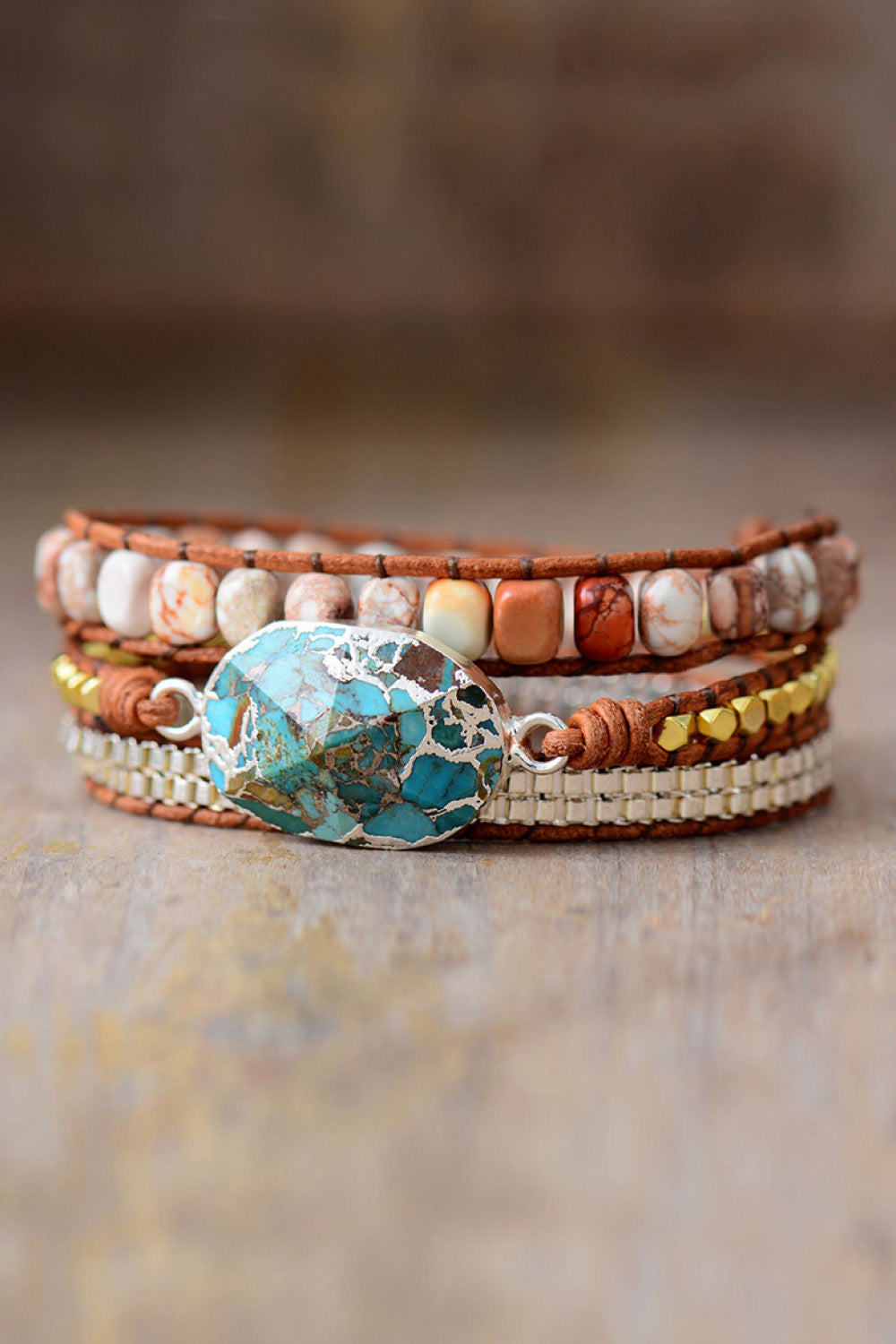 Handmade Natural Stone Copper Wrap Bracelet - Coco and lulu boutique 