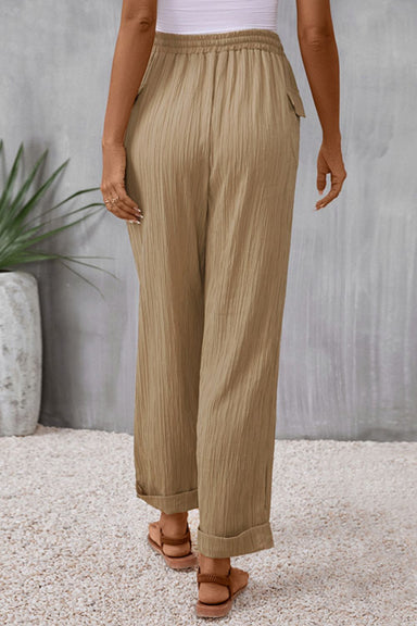 Kris Tie Waist Pocketed Long Pants - Coco and lulu boutique 