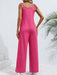 Emily Tie-Shoulder Wide Leg Jumpsuit with Pockets - Coco and lulu boutique 