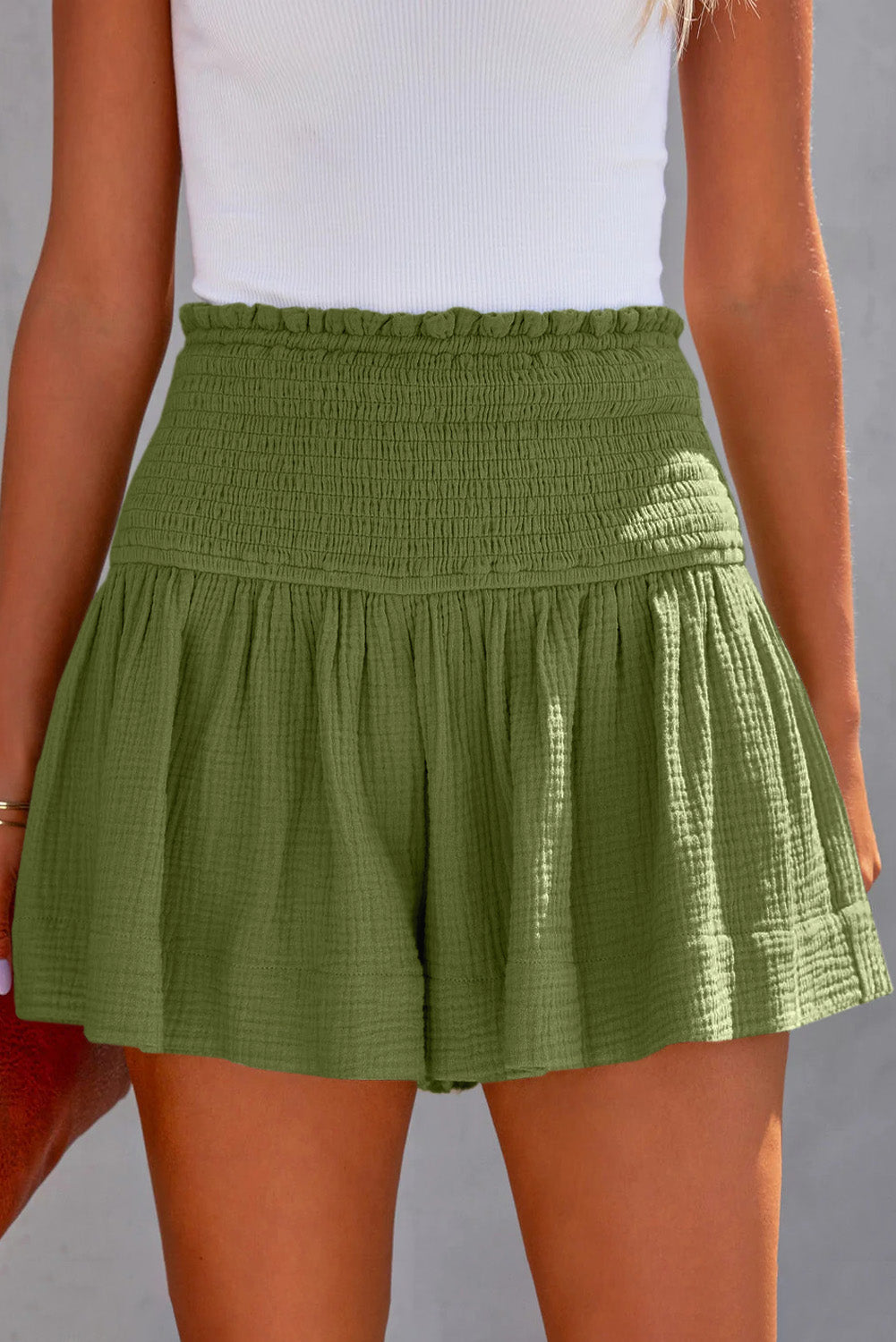 Kelly Smocked Waistband Cotton Shorts - Coco and lulu boutique 