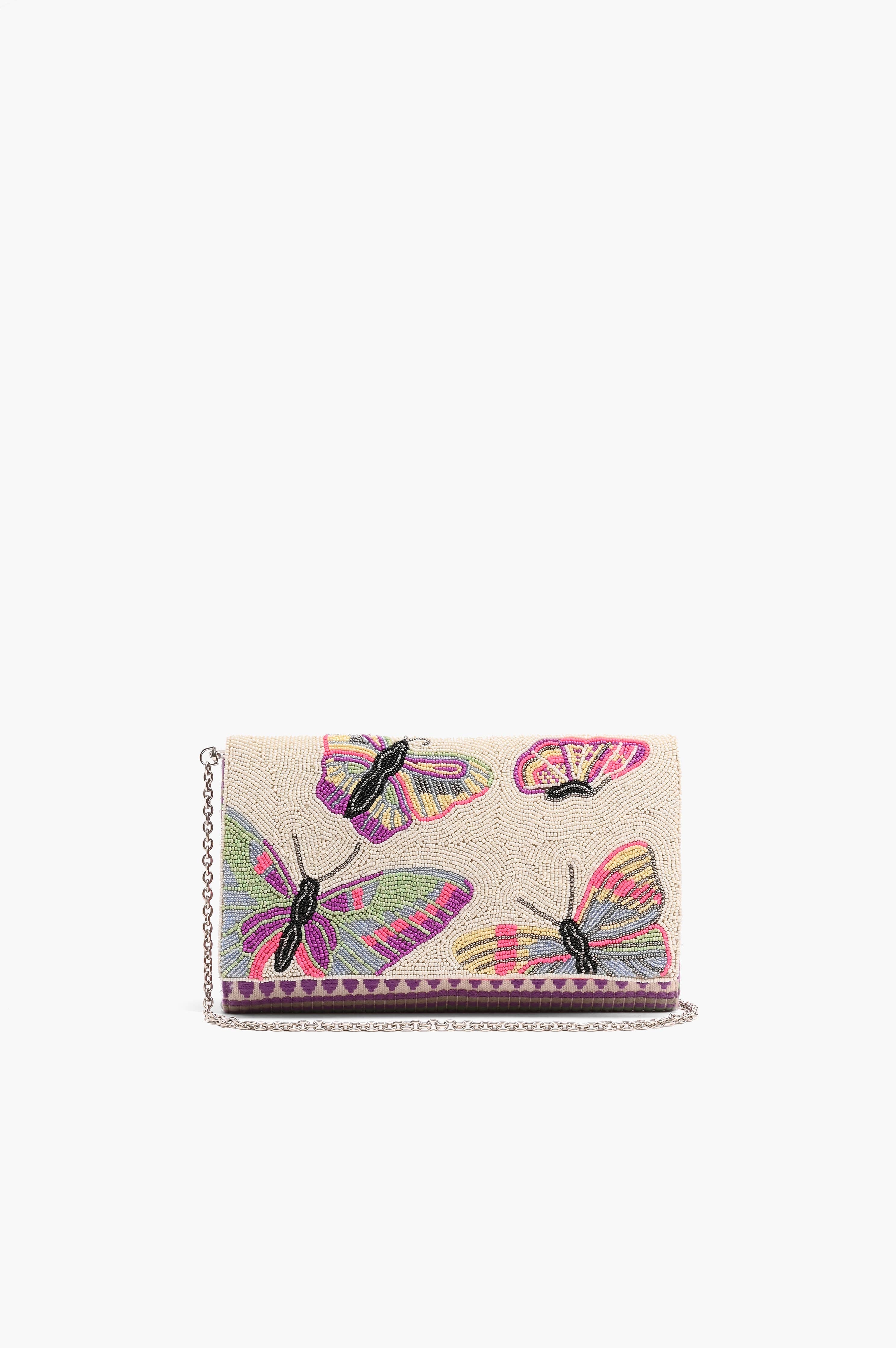 Rosebloom Butterfly Flap Beaded Clutch - Coco and lulu boutique 