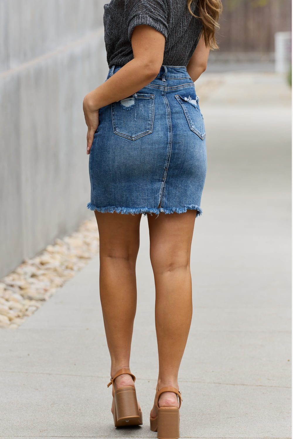 Amelia Full Size Denim Mini Skirt - Coco and lulu boutique 