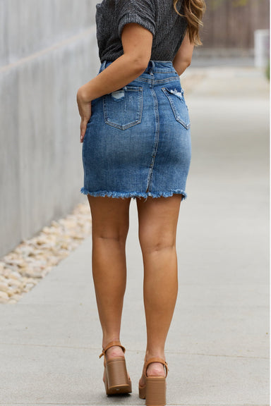 Amelia Full Size Denim Mini Skirt - Coco and lulu boutique 
