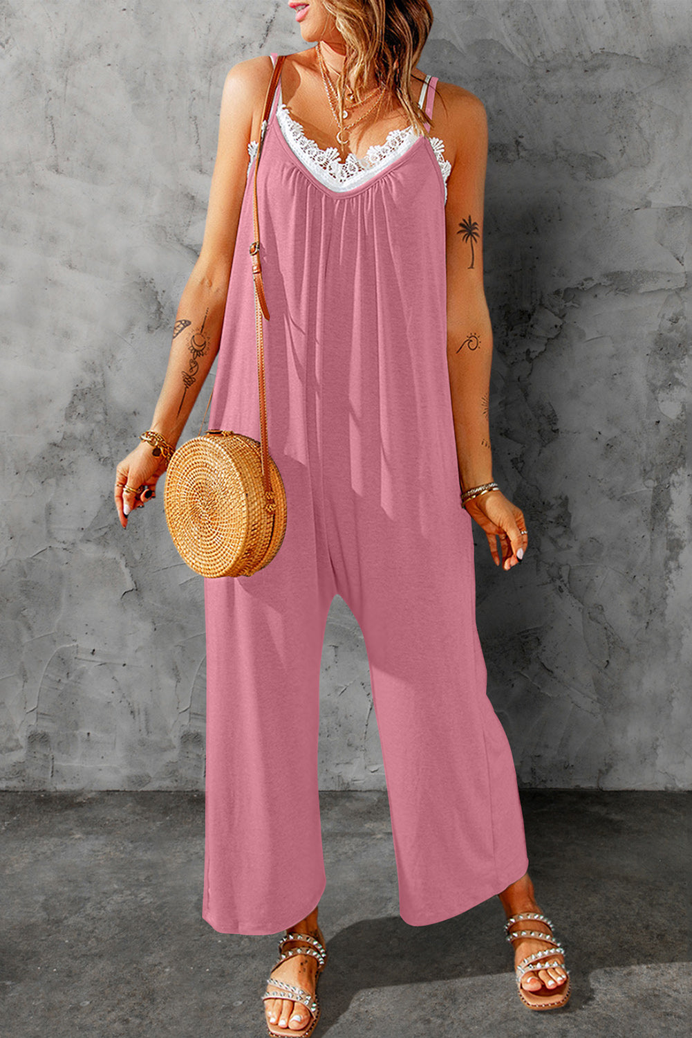 Skyler Spaghetti Strap Wide Leg Jumpsuit - Coco and lulu boutique 