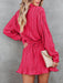 Tie Waist Button-Down Long Sleeve Dress - Coco and lulu boutique 