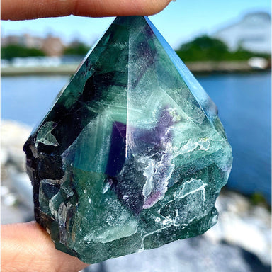 Fluorite Semi Polished Point Crystal Natural Energy - Coco and lulu boutique 
