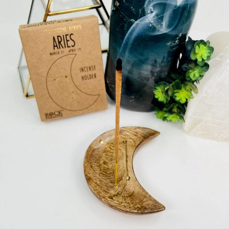 Astrology Moon Crescent Incense Holder - All Zodiac Signs - - Coco and lulu boutique 