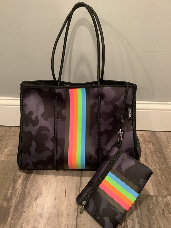 Longchamp Pixel Rainbow Tote Bag